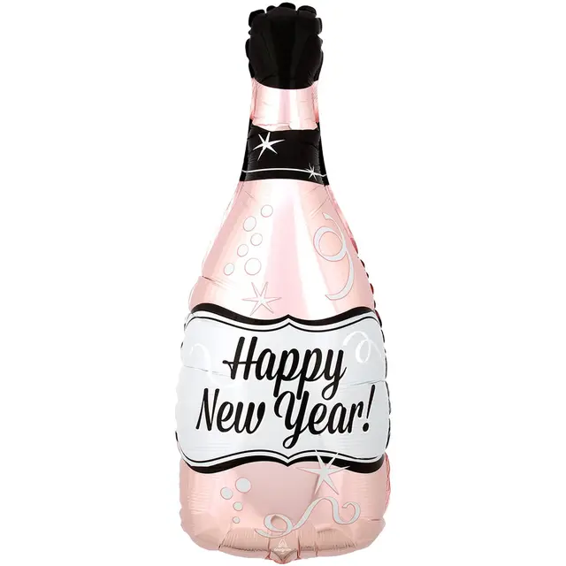 Фольгированная фигура большая Новогодняя Бутылка розовое золото Anagram