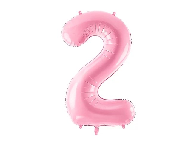 Фольгированная цифра 2 Розовая Partydeco