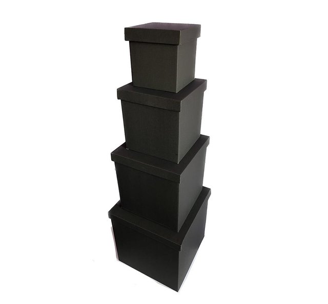 Набор больших подарочных коробок "Черные" (4 шт.) двухсторонний картон (h-30)