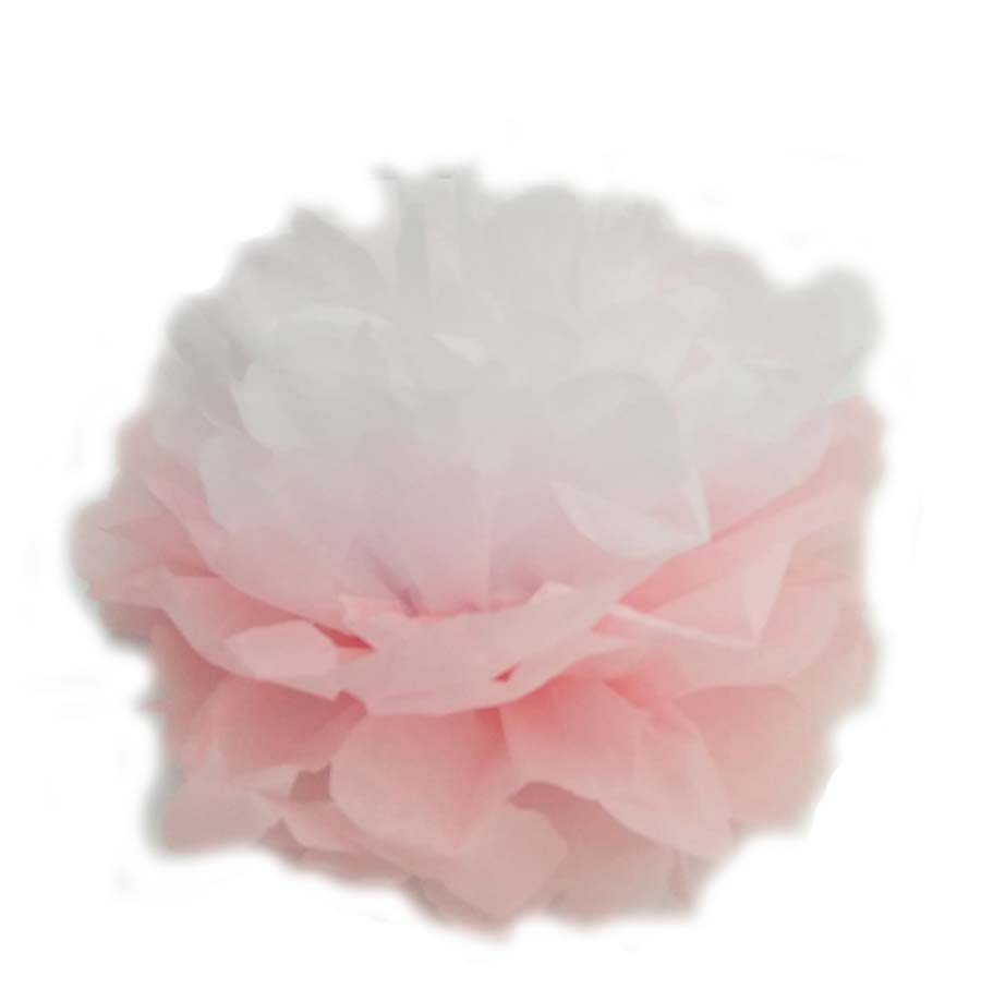 Помпон двухцветный бело-розовый 15 см