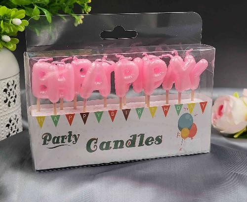 Набор свечей для торта BUBBLES буквы "Happy Birthday Розовые неон"