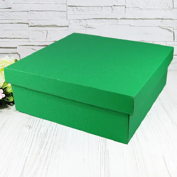Подарункова коробка двосторонній картон "зелена" (20х20х9)