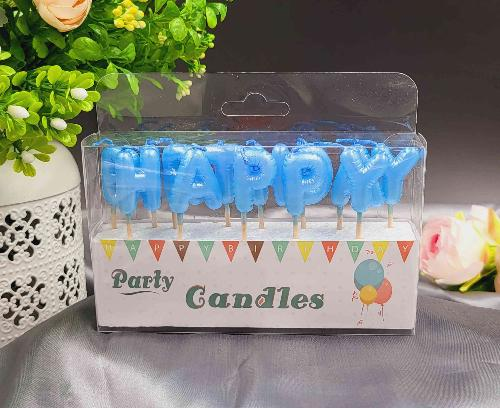 Набір свічок для торту BUBBLES літери "Happy Birthday Блакитні НЕОН"