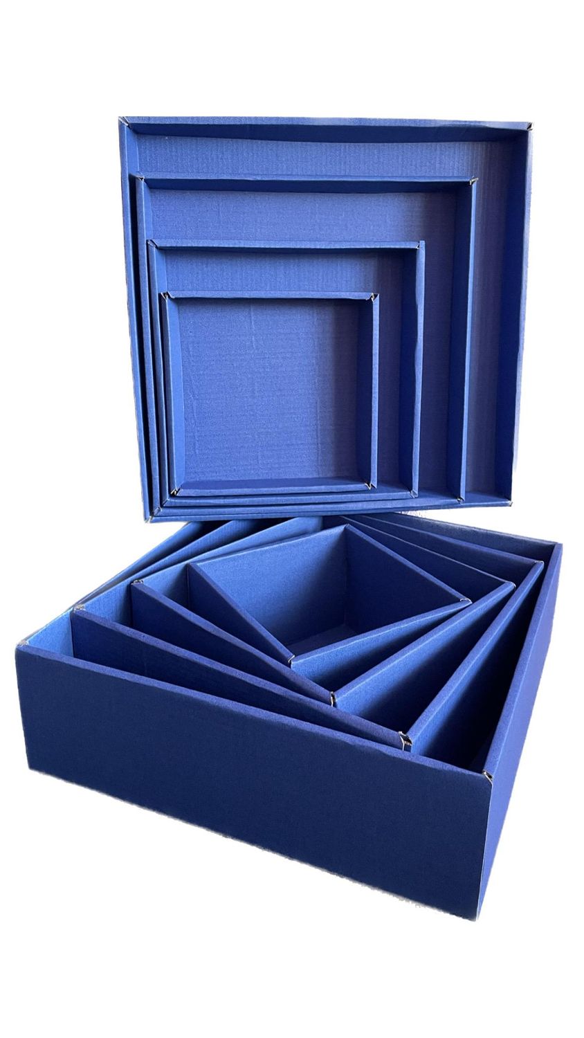 Подарочная коробка двусторонний картон "Синяя" (25х25х9)