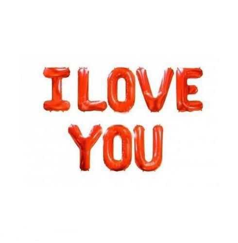 Фольгированная фигура буквы "I Love you" Набор букв красные, 8 букв, 40 см)