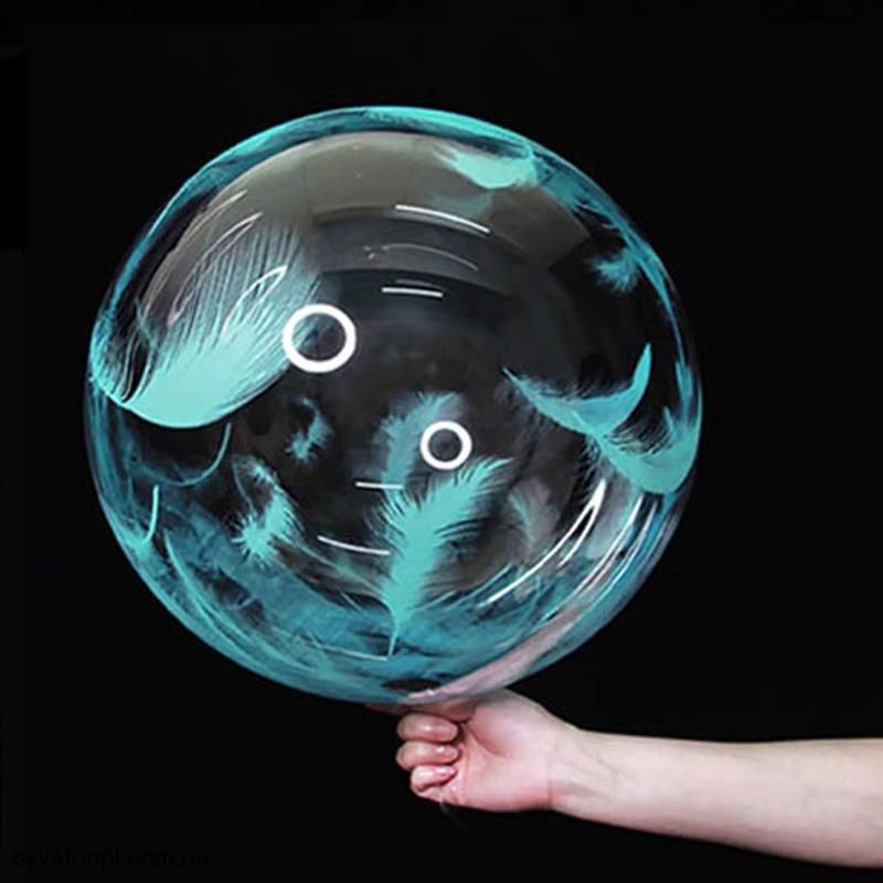 3D сфера Bubbles с перьями - голубые (18") Китай