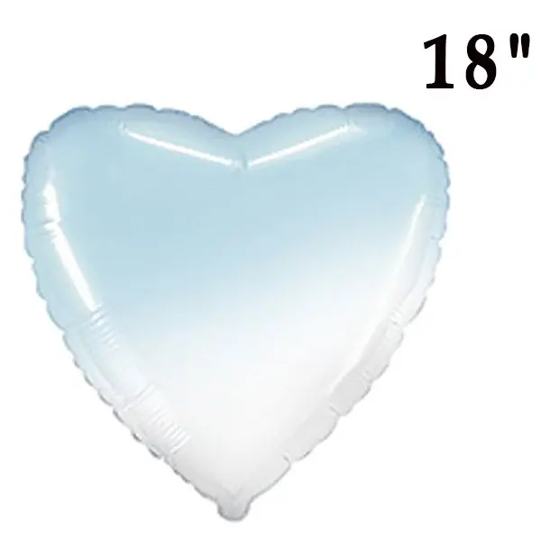 Фольга Flexmetal серце 18" Омбре Біло-блакитна