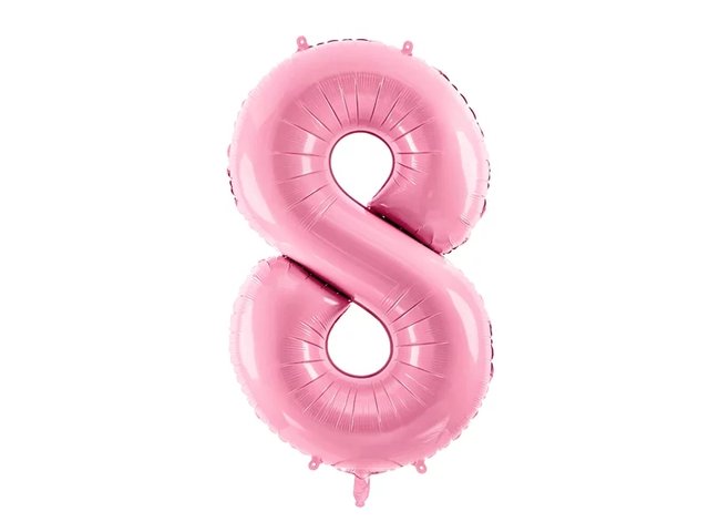 Фольгированная цифра 8 Розовая Partydeco
