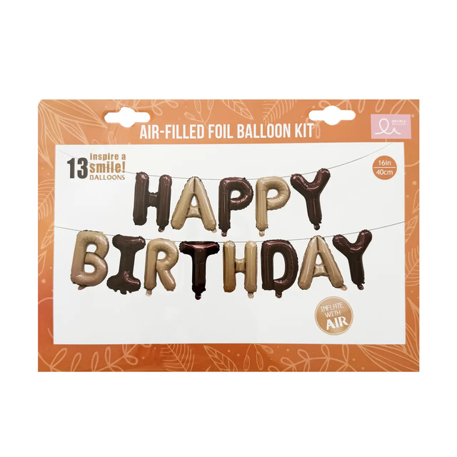 Фольгована фігура літери "Happy birthday" Набір букв (Карамельні-шоколадні 40 см)