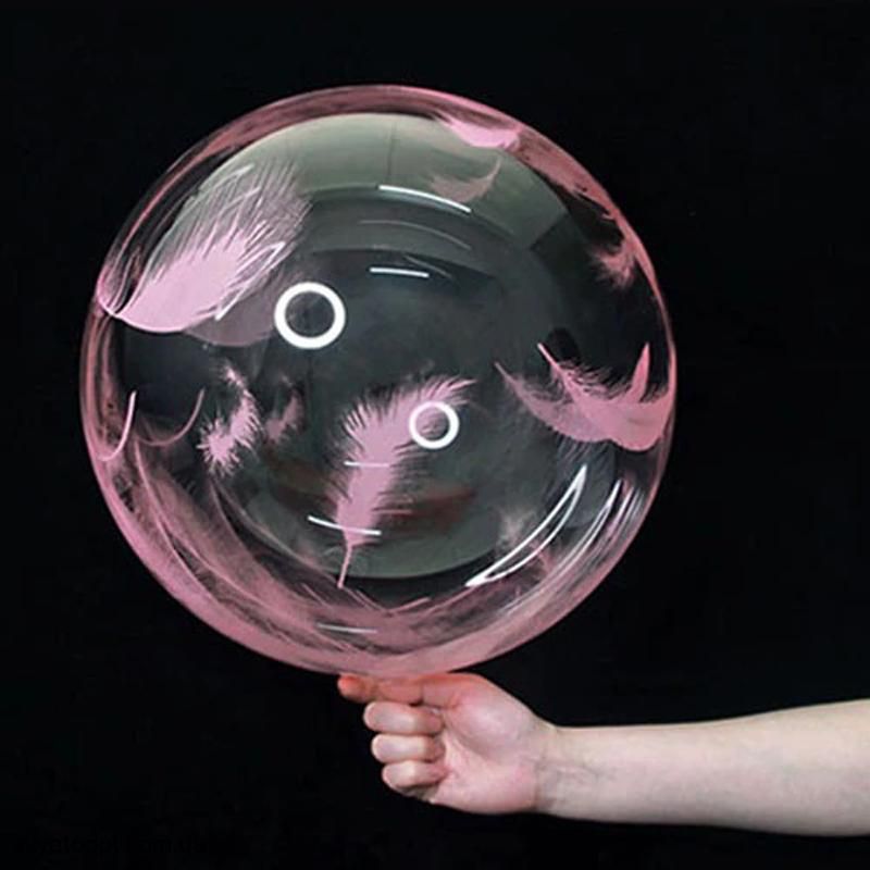 3D сфера Bubbles с перьями - розовые (18") Китай