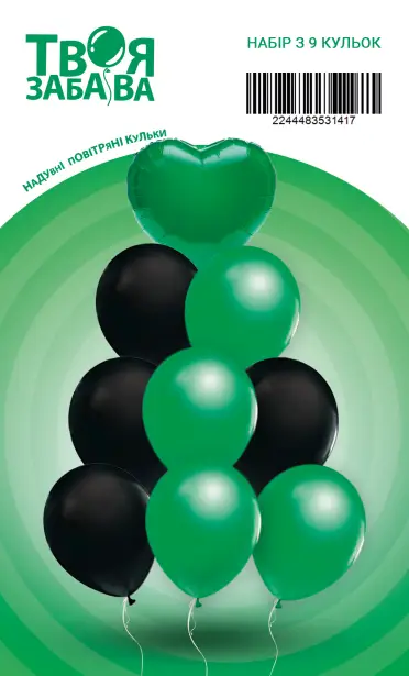 Набір повітряних кульок "Green heart" ТМ "Твоя Забава" (9 шт.)