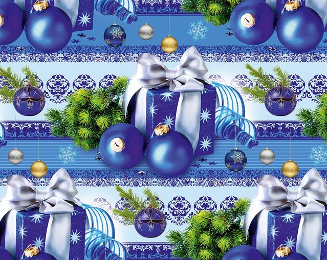 Упаковочная подарочная бумага "Новый год синий" (25л)