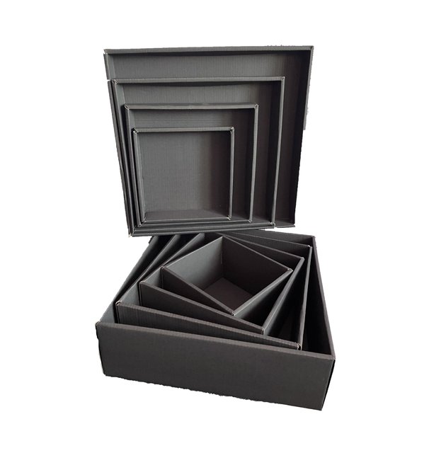 Набор подарочных коробок "Черные" (4 шт.) двусторонний картон (h-9)