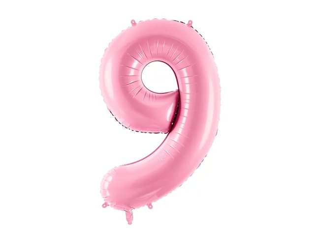 Фольгированная цифра 9 Розовая Partydeco