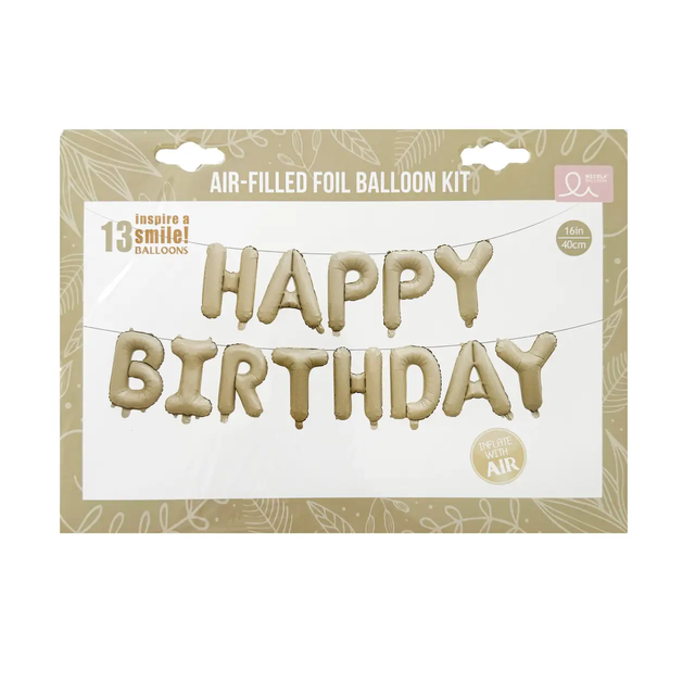 Фольгована фігура літери "Happy birthday" Набір букв (Кремові 40 см)