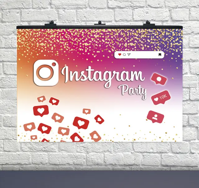 Плакат на день народження Instagram party англ. (75х120 см)