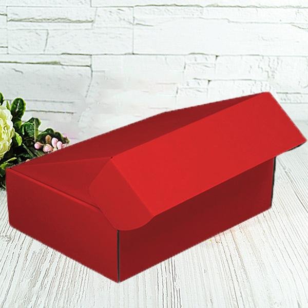 Подарочная коробка самосборная двухстороння средняя "Красная" (25х16,5х9)