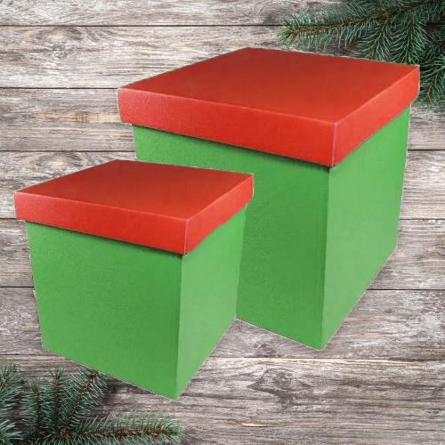 Набір новорічних коробок для подарунків "№2 червоно-зелена" (2 шт)