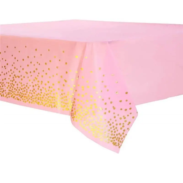 Детская скатерть на стол "Золотое конфетти на розовом" (137*183)