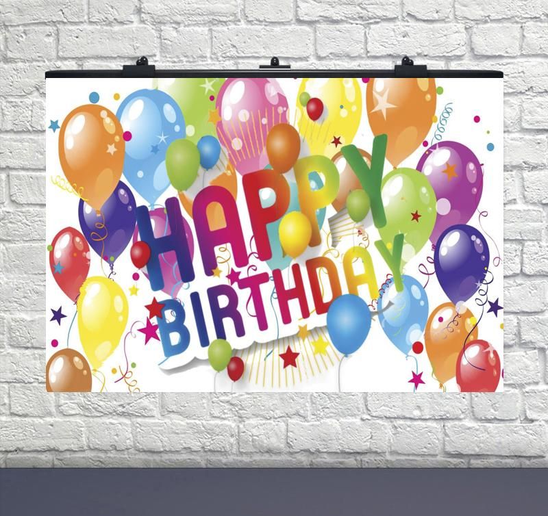 Плакат на день народження Happy Birthday Кульки серпантин 75х120 см