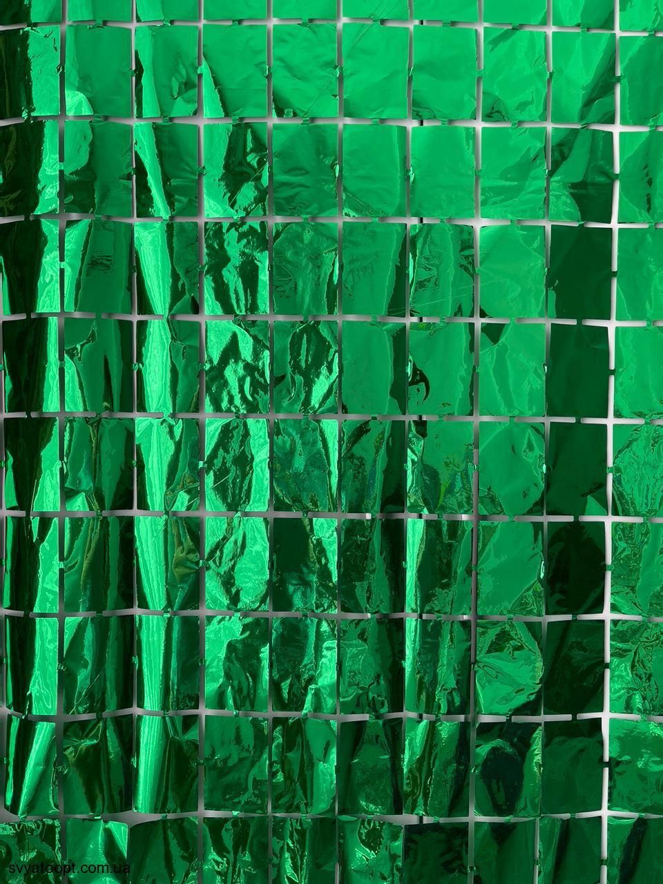 Штора для фотозоны 2х1 Квадрат (зеленый)