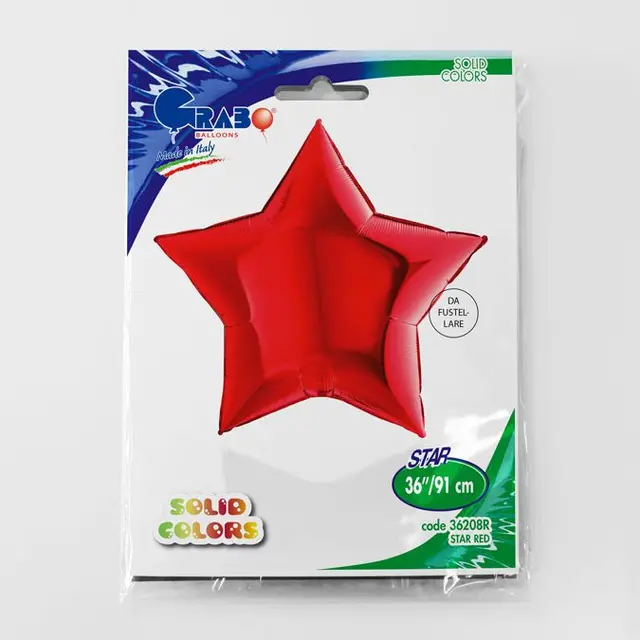 Фольга Звезда 36" красная в Инд. упаковке (Grabo)