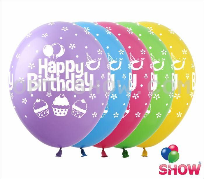Кульки ТМ Show (5 ст.) 12" (Happy Birthday Кексики) (100 шт.)