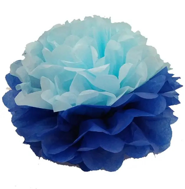 Помпон двухцветный сине-голубой 25 см