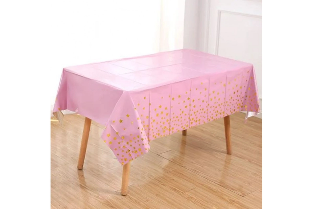 Детская скатерть на стол "Золотые звезды на розовом" (137*183)