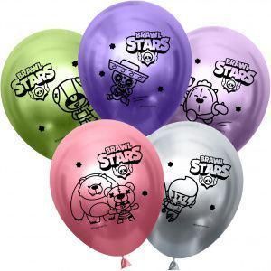 Воздушные шарики DonBallon 12" - 30 см (Brawl Stars - Хром микс)