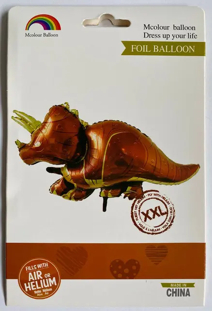 Инд.УПАК. Фольгированная фигура Динозавр коричневый XXL (Китай)