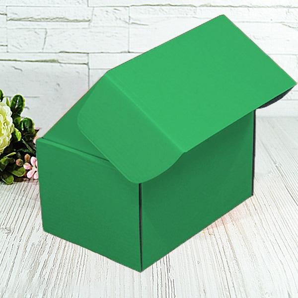 Подарочная коробка самосборная маленькая "Зеленая" (16х11х10) двусторонний картон
