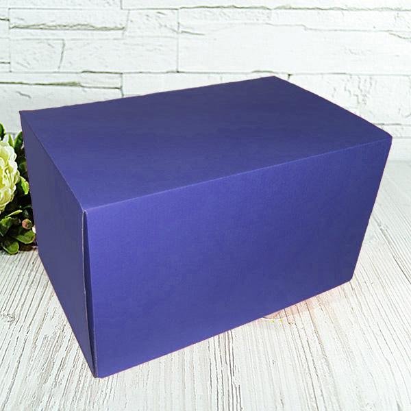 Подарочная коробка самосборная большая "Синяя" (34х22х20) двусторонний картон