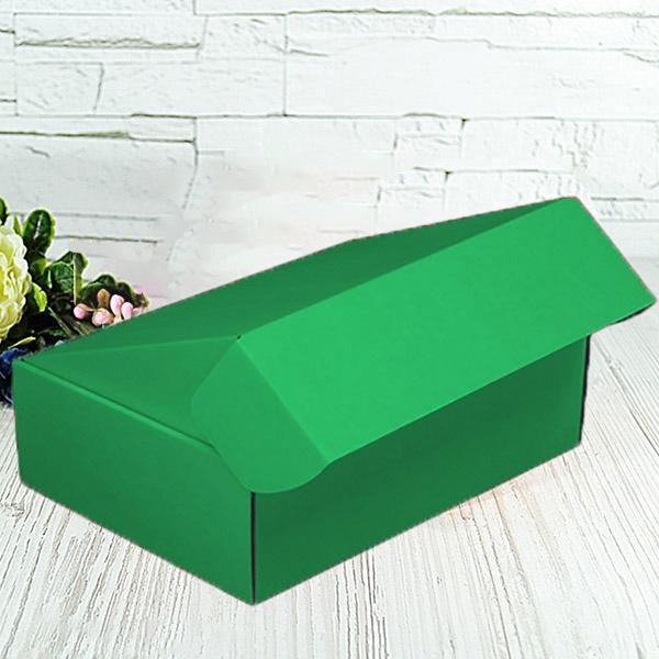 Подарочная коробка самосборная двухсторонняя средняя "Зеленая" (25х16,5х9)