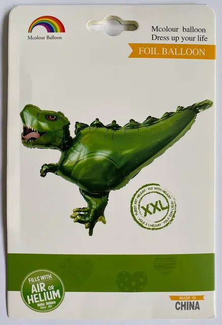 Инд.УПАК. Фольгированная фигура Динозавр зеленый XXL (Китай)