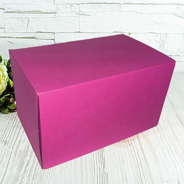 Подарочная коробка самосборная большая "Малиновая" (34х22х20) двусторонний картон