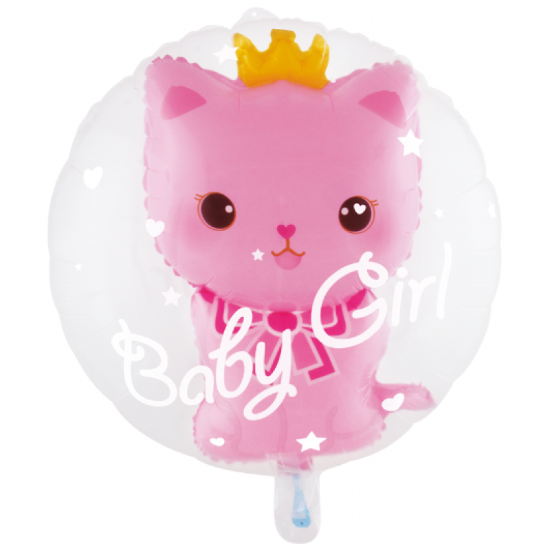 Двойной шар "Baby girl розовый котик с короной" Китай