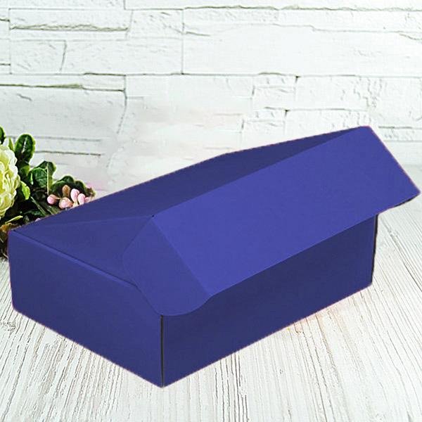 Подарочная коробка самосборная средняя "Синяя" (25х16,5х9) двусторонний картон
