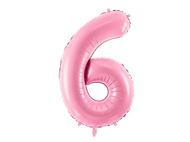 Фольгована цифра 6 Рожева Partydeco