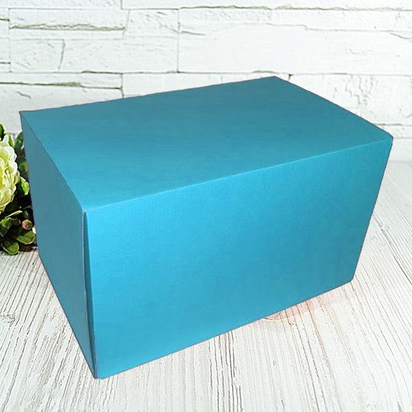 Подарункова коробка самозбірна велика "Блакитна" (34х22х20) двосторонній картон