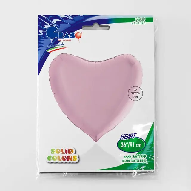 Фольга серце 36" Пастель рожеве в Інд. упаковці (Grabo)
