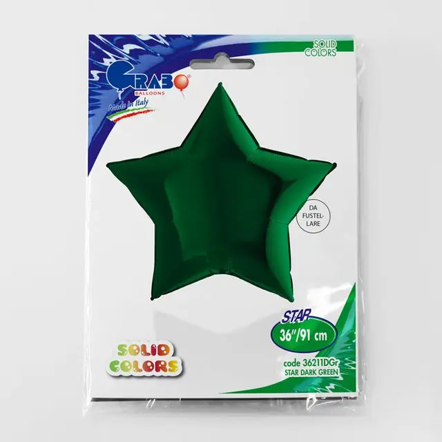 Фольга Звезда 36" Темно-зеленая в Инд. упаковке (Grabo)