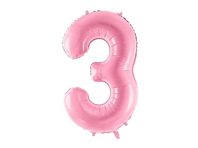 Фольгированная цифра 3 Розовая Partydeco