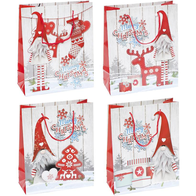 Подарунковий пакет "Merry Christmas (Біло-червоний)" 18*21,5*8 см (1 штука)