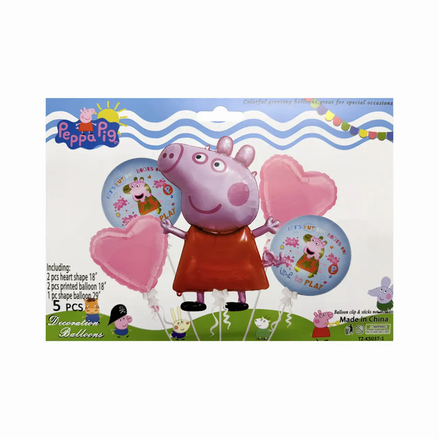 Набір кульок фольгованих Свинка Пепа 5 шт (Китай) (в індив. упаковці)