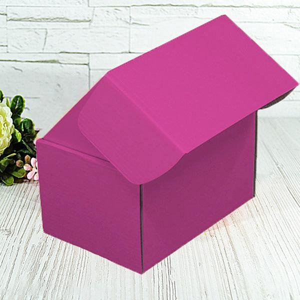 Подарочная коробка самосборная маленькая "Малиновая" (16х11х10) двусторонний картон