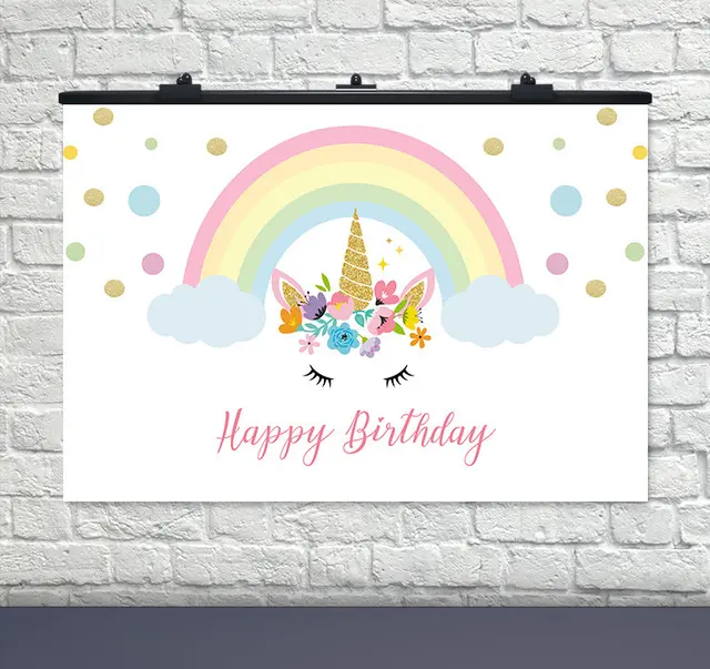 Плакат на день рождения Единорог-6 75х120 см
