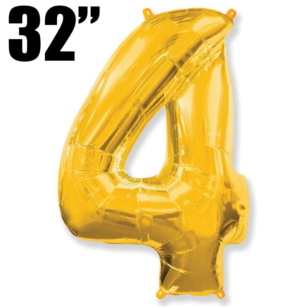 Фольга 32" Gold цифра 4 (Flexmetal)