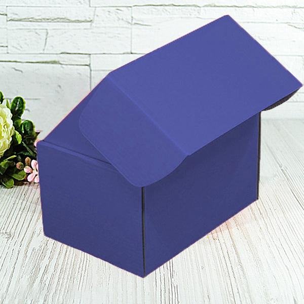 Подарочная коробка самосборная маленькая "Синяя" (16х11х10) двусторонний картон