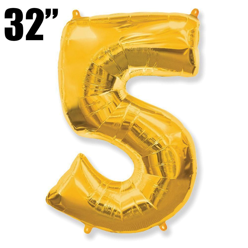 Фольга 32" Gold цифра 5 (Flexmetal)